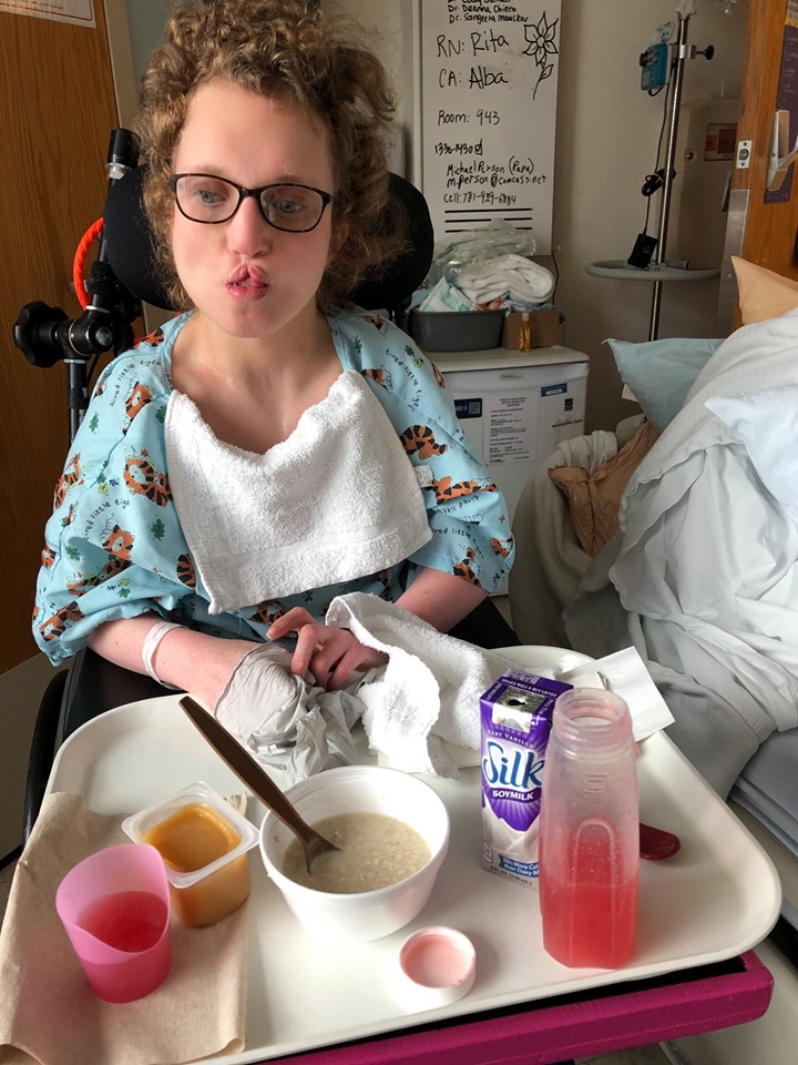 Maria with pureed foods